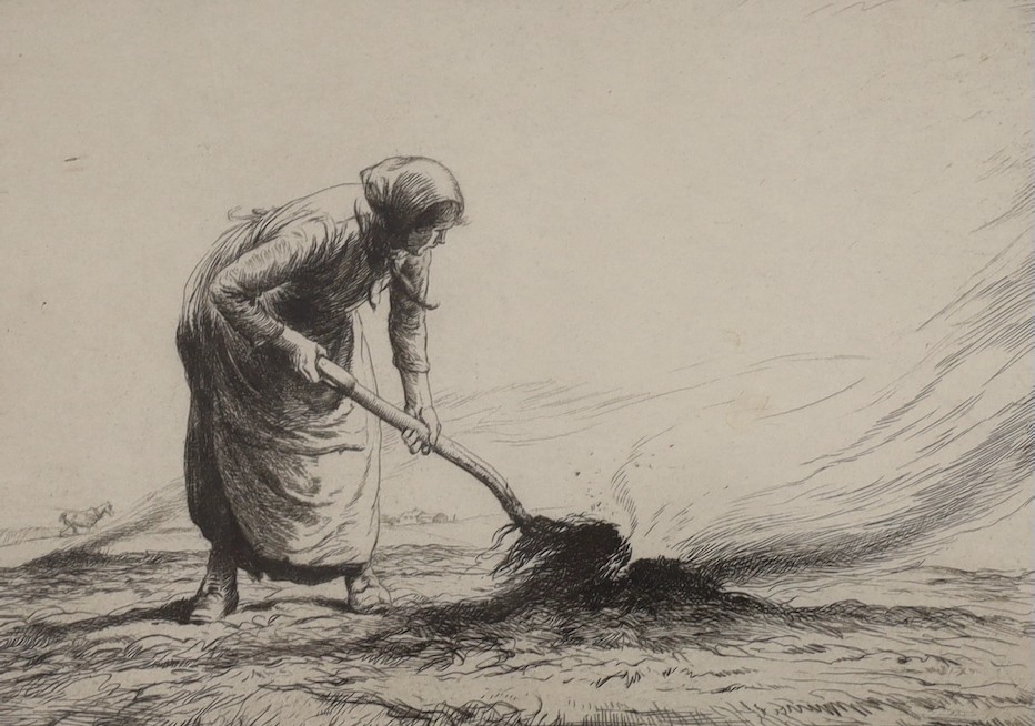 George Soper (1870-1942), etching, Woman harvester, signed in pencil, 14 x 20cm